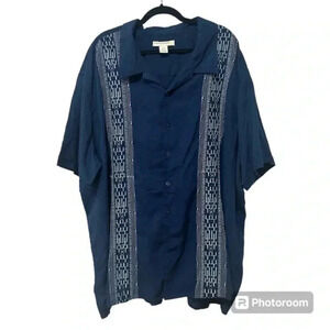 Island Passport embroidered button down shirt 4XL